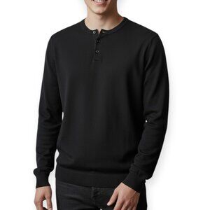 Superdry Sartorial Men’s Sweater M Dark Gray Cotton Cashmere Henley Pullover